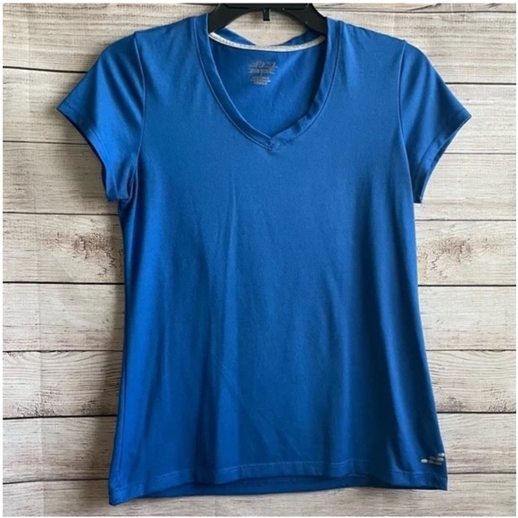 BCG Blue‎ v-neck semi fitted fit Shirt size Small activewear top Athletic - Picture 6 of 6